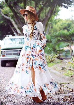 COLROVIE-Summer-Beach-Style-Woman-Flower-Print-Chiffon-Long-Shirt-Dresses-Deep-V-Neck-Women-Casual-L-32682303489