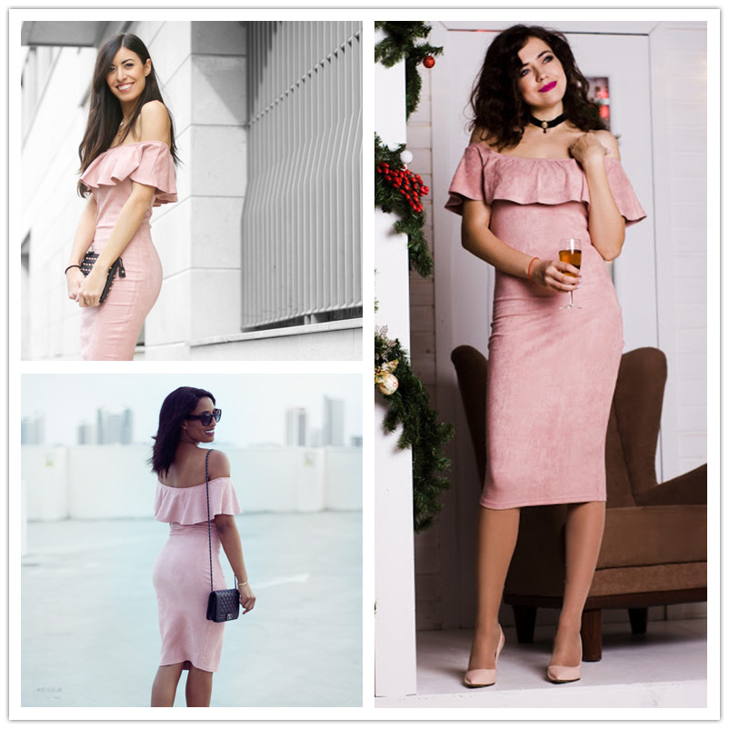 COLROVIE-Woman-Party-dresses-Elegant-Evening-Sexy-Club-Dresses-New-Arrival-Pink-Faux-Suede-Off-The-S-32767990349