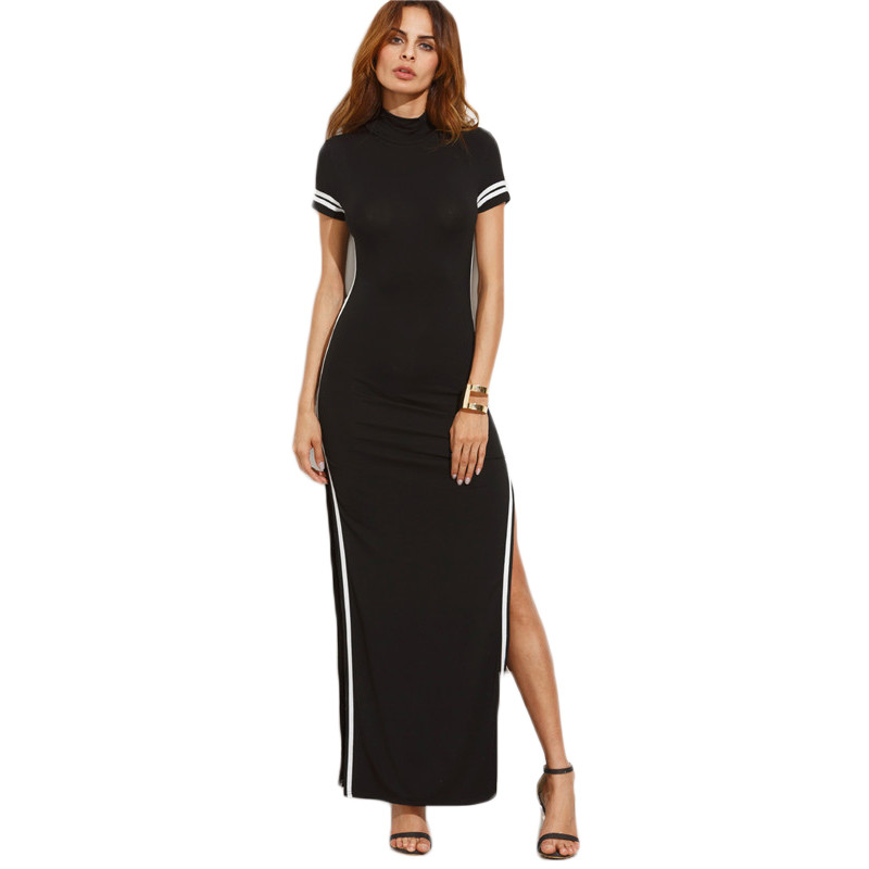 COLROVIE-Women-Sexy-Wear-Autumn-Style-Bodycon-Dresses-Black-Cut-Out-Striped-Trim-Short-Sleeve-High-N-32717297868