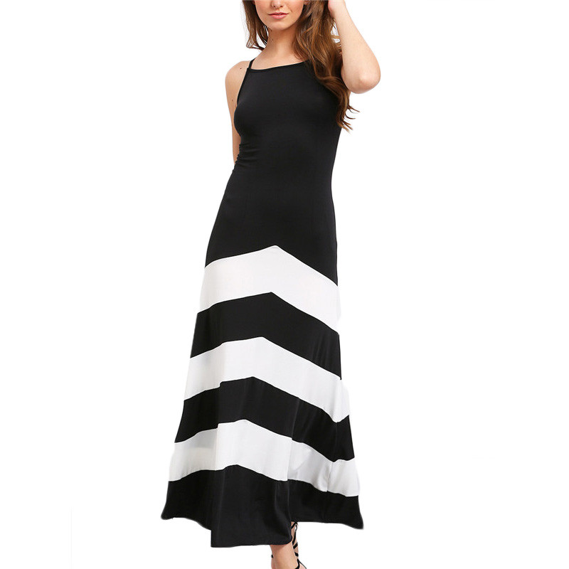 COLROVIE-Women-Summer-Black-and-White-Monochrome-Evening-Backless-Sleeveless-Striped-A-Line-Ankle-Le-32709756947