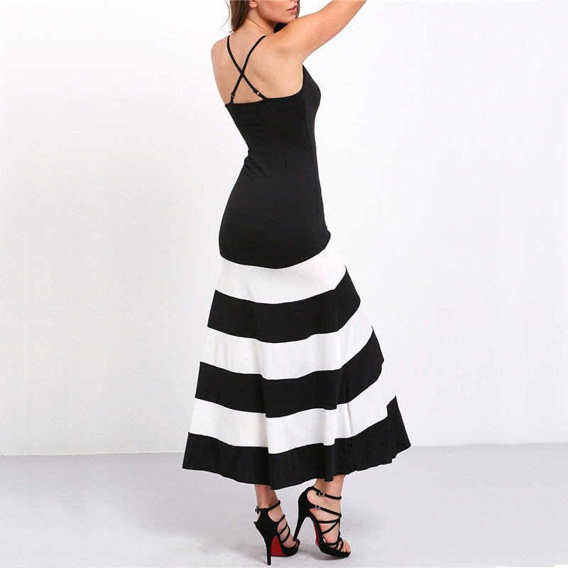 COLROVIE-Women-Summer-Black-and-White-Monochrome-Evening-Backless-Sleeveless-Striped-A-Line-Ankle-Le-32709756947