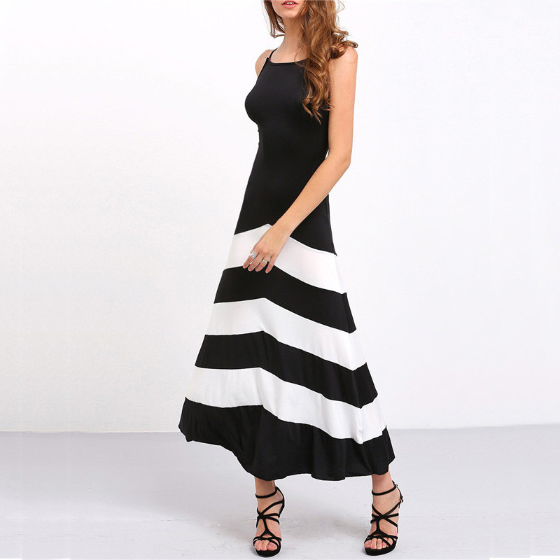 COLROVIE-Women-Summer-Black-and-White-Monochrome-Evening-Backless-Sleeveless-Striped-A-Line-Ankle-Le-32709756947