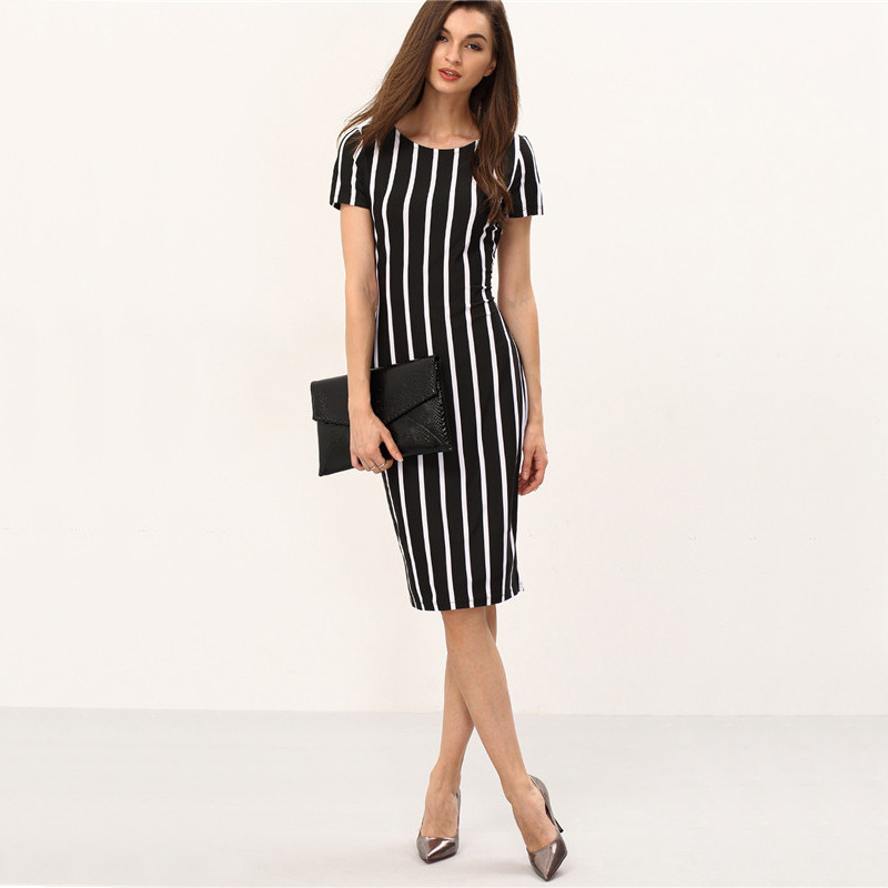 COLROVIE-Women-Vertical-Striped-Fitness-Dresses-Work-Summer-Style-Sexy-New-Short-Sleeve-Sheath-Offic-32673971864