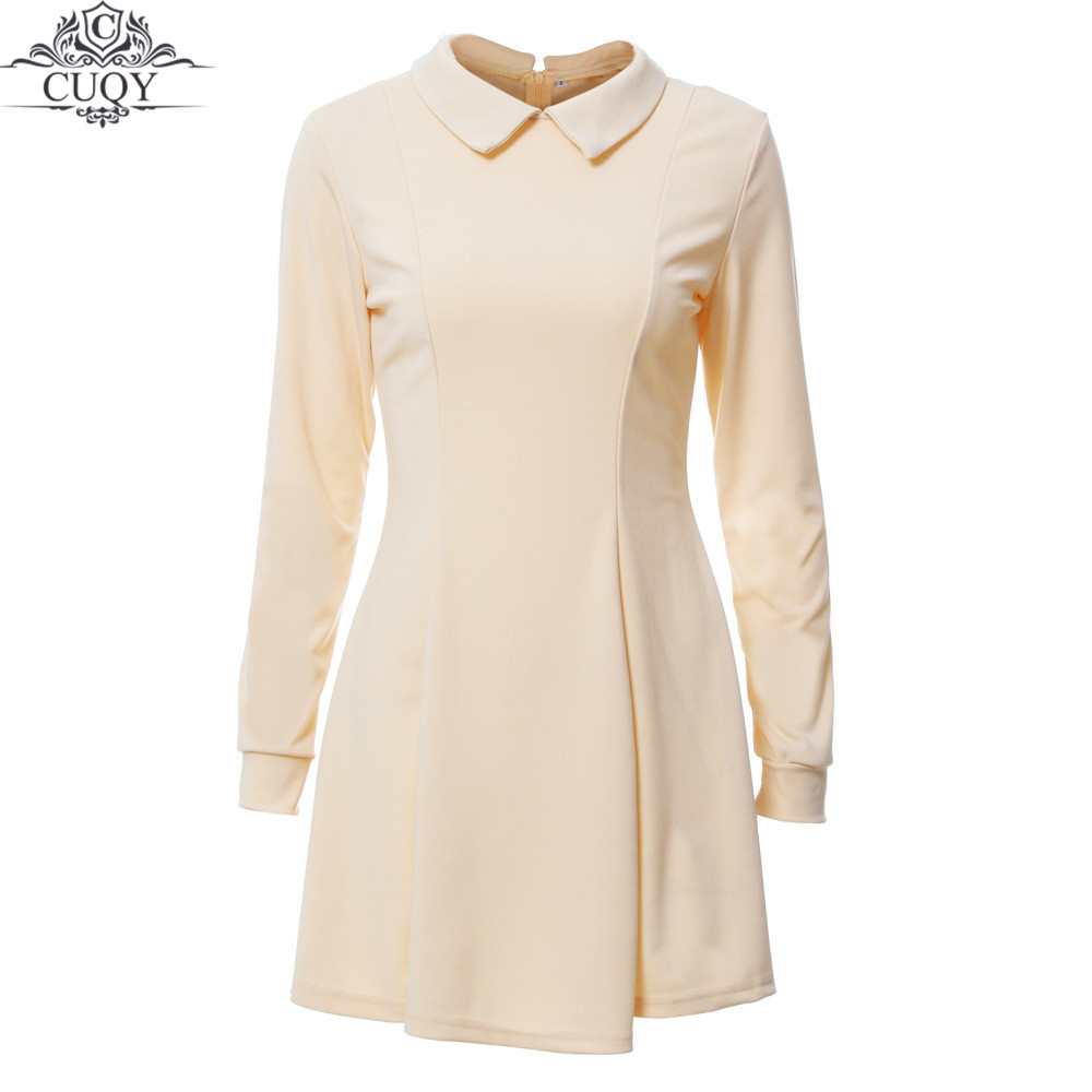 CUQY-2017-New-Arrival-Solid-Cute-Mini-Ladies-Dress-Peter-Pan-Collar-School-Preppy-Style-Dresses-Zipp-32791594810