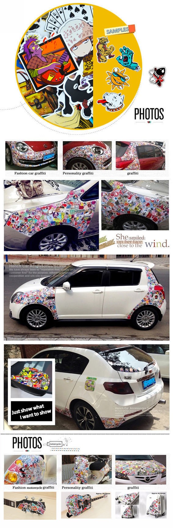 Car-Styling-Doodle-Sticker-Bomb-Graffiti-Skateboard-Stickers-Snowboard-Motorcycle-Bicycle-luggage-Ba-32538866910