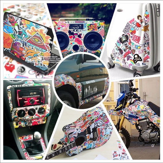 Car-Styling-Doodle-Sticker-Bomb-Graffiti-Skateboard-Stickers-Snowboard-Motorcycle-Bicycle-luggage-Ba-32538866910