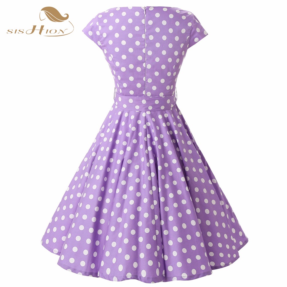 Celebrity-inspired-Women-Elegant-Vintage-Retro-Polka-Dot-Dress-Purple-Lilac-Cap-Sleeve-Plus-Size-Sum-32649229790