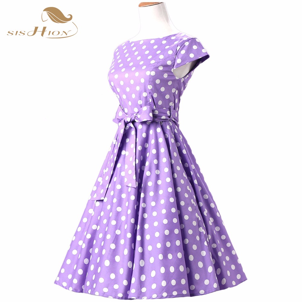 Celebrity-inspired-Women-Elegant-Vintage-Retro-Polka-Dot-Dress-Purple-Lilac-Cap-Sleeve-Plus-Size-Sum-32649229790