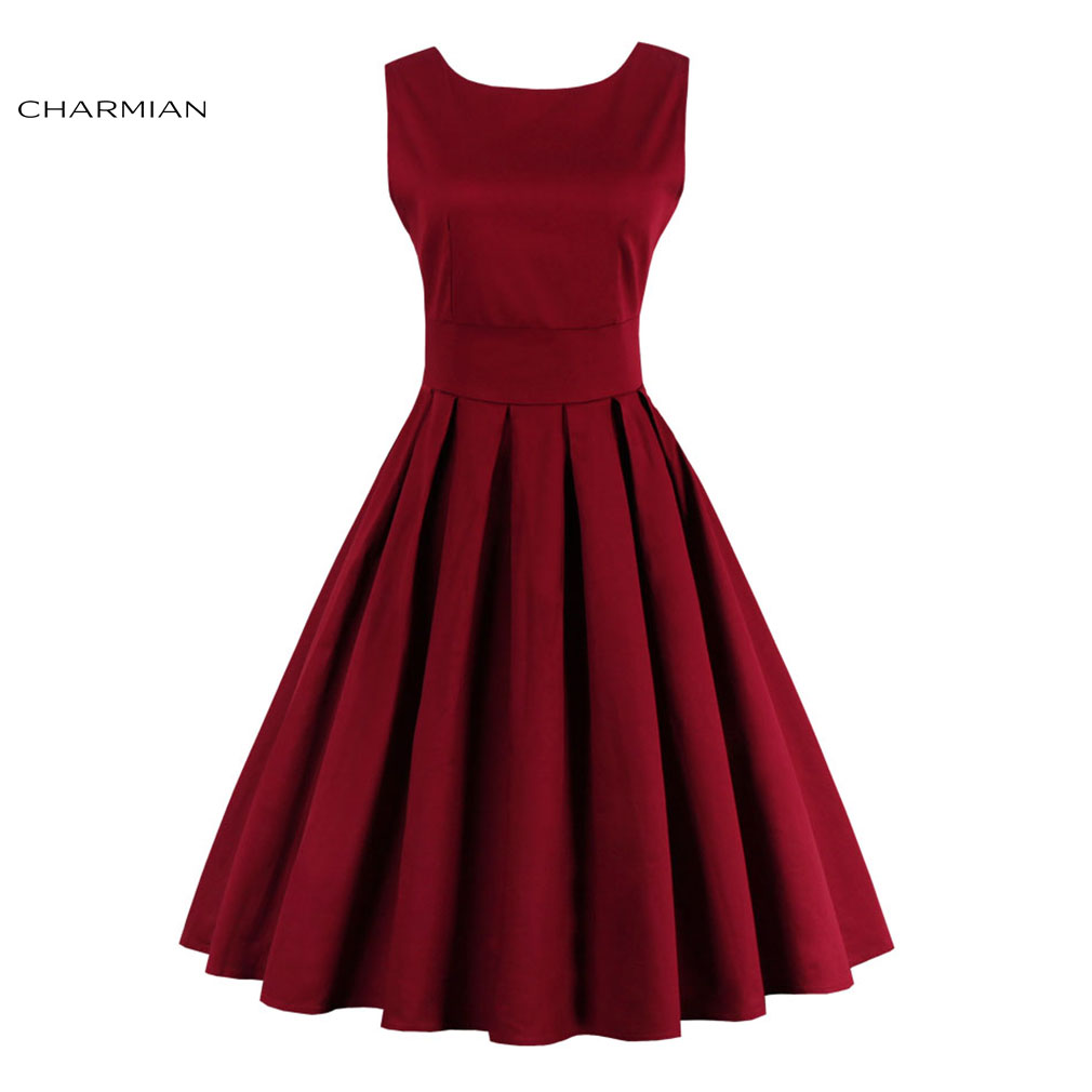 Charmian-Summer-Pleated-Dress-Women39s-Stripes-Patchwork-Vintage-Dress-Half-Sleeves-Casual-Party-Aut-32753980669