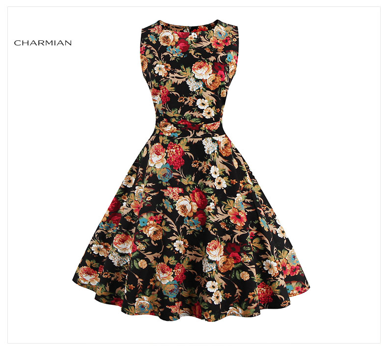 Charmian-Women39s-Summer-Dress-Floral-Print-Retro-Vintage-Dress-Elegant-195039s-Hepburn-Style-Casual-32697158501