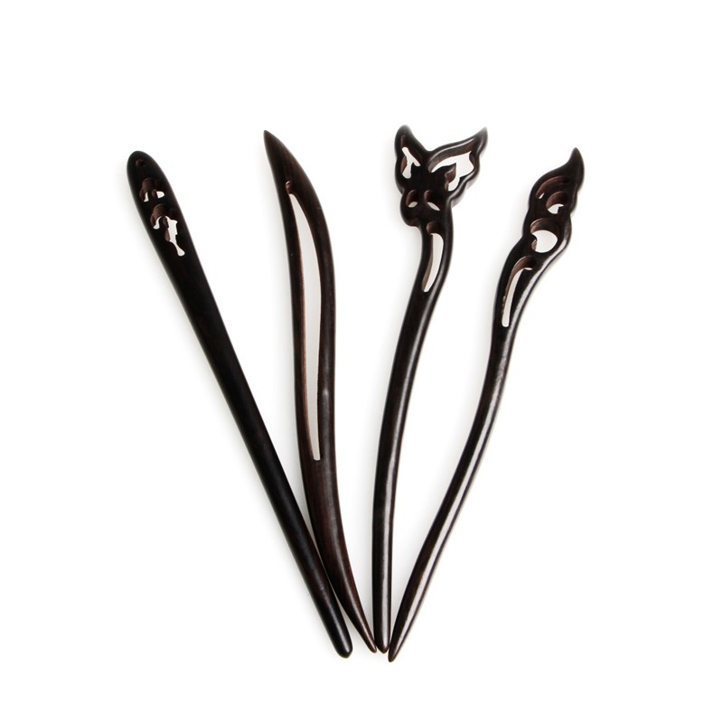 Chinese-Classic-Ancient-Handmade-Black-Ebony-Dish-Made-Wood-Hairpin-Hair-Sticks-32763612968