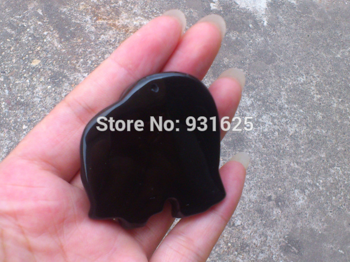 Chinese-Handwork-Natural-Black-Obsidian-Carved-Mother-Baby-Cute-Elephant-Amulet-Lucky-Pendant-Neckla-32371714724