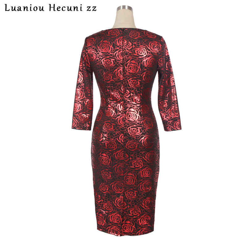 Chu-Ni-Women-Autumn-Elegant-Floral-Print-Dress-Retro-Slim-Work-Office-Business-Wear-Party-Sheath-Fit-32733927471