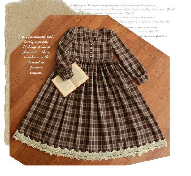 Classic-Vintage-Brown-Plaid-Long-Dress-Preppy-British-Mori-Girl-Style-Lace-Retro-Dresses-Women-Fada--32788130815