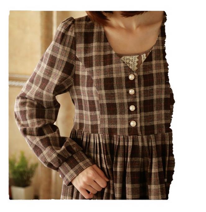 Classic-Vintage-Brown-Plaid-Long-Dress-Preppy-British-Mori-Girl-Style-Lace-Retro-Dresses-Women-Fada--32788130815