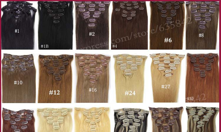 Clip-in-Hair-Extensions-20quot-50cm-70g-100g-120g-Straight-Real-Human-Natural-Hair-Black-Brown-Blond-1807966678