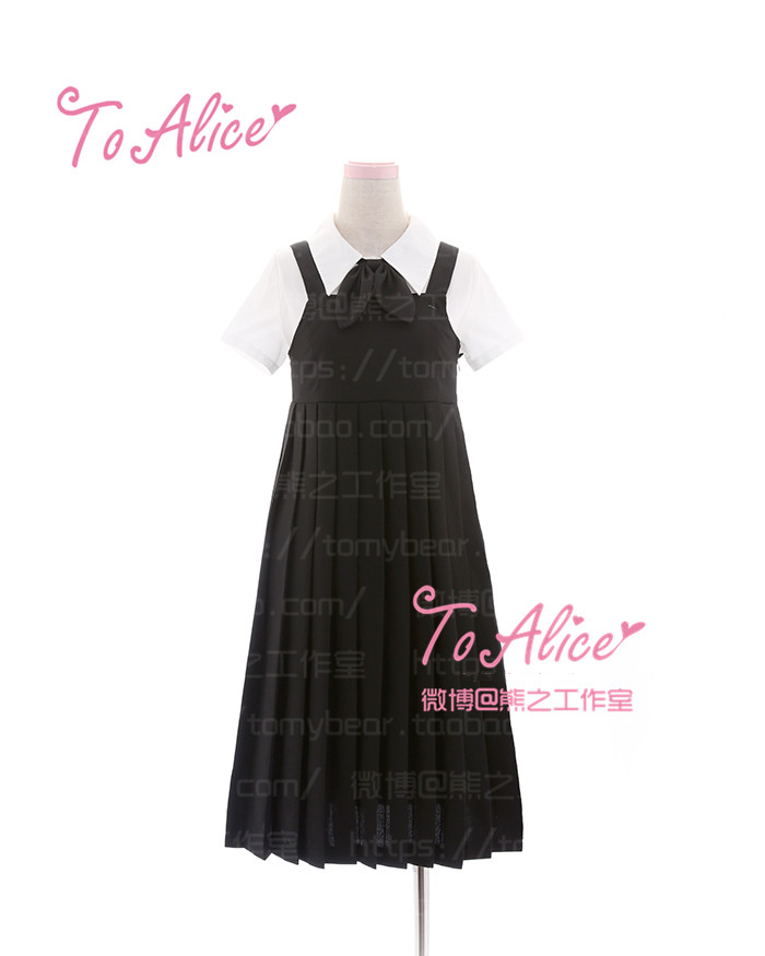 Cute-Girls-Preppy-Style-Japanese-Uniform-JK-Long-Pleated-Dress-Sleeveless-Tank-Round-Collar-Black-Dr-32736461841