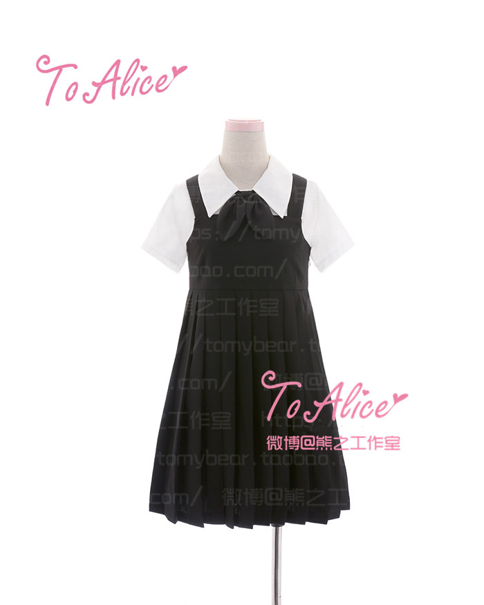 Cute-Girls-Preppy-Style-Japanese-Uniform-JK-Long-Pleated-Dress-Sleeveless-Tank-Round-Collar-Black-Dr-32736461841