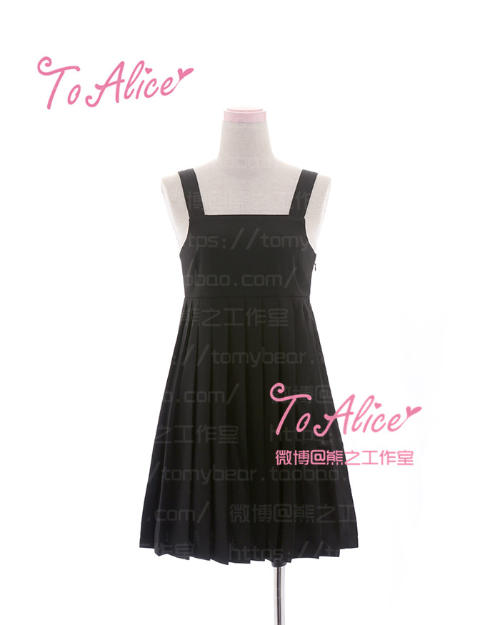 Cute-Girls-Preppy-Style-Japanese-Uniform-JK-Long-Pleated-Dress-Sleeveless-Tank-Round-Collar-Black-Dr-32736461841