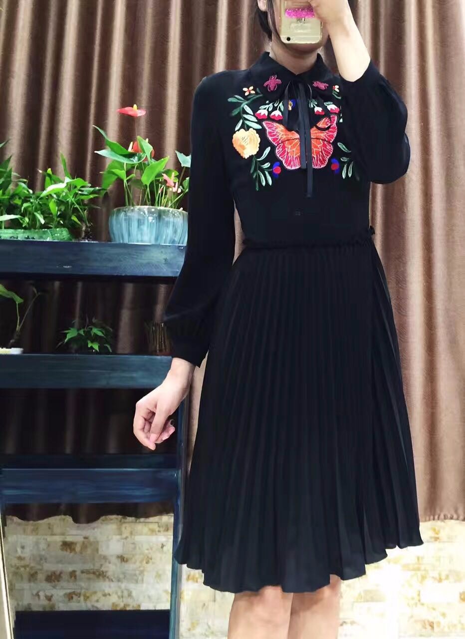 Cute-New-2017-spring-summer-butterfly-embroidery-beading-bee-women-pleated-dress-long-sleeve-peter-p-32772933012