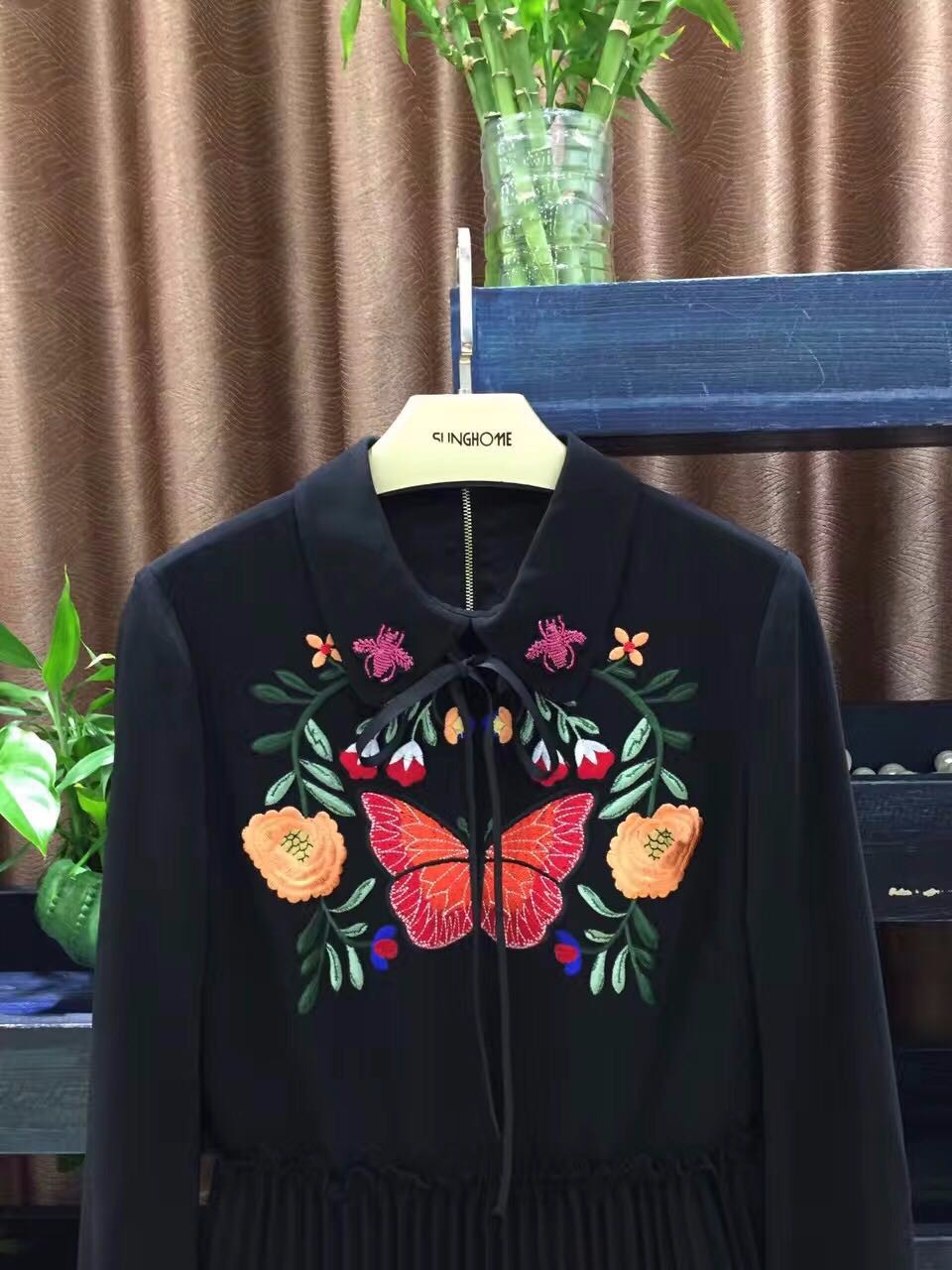 Cute-New-2017-spring-summer-butterfly-embroidery-beading-bee-women-pleated-dress-long-sleeve-peter-p-32772933012