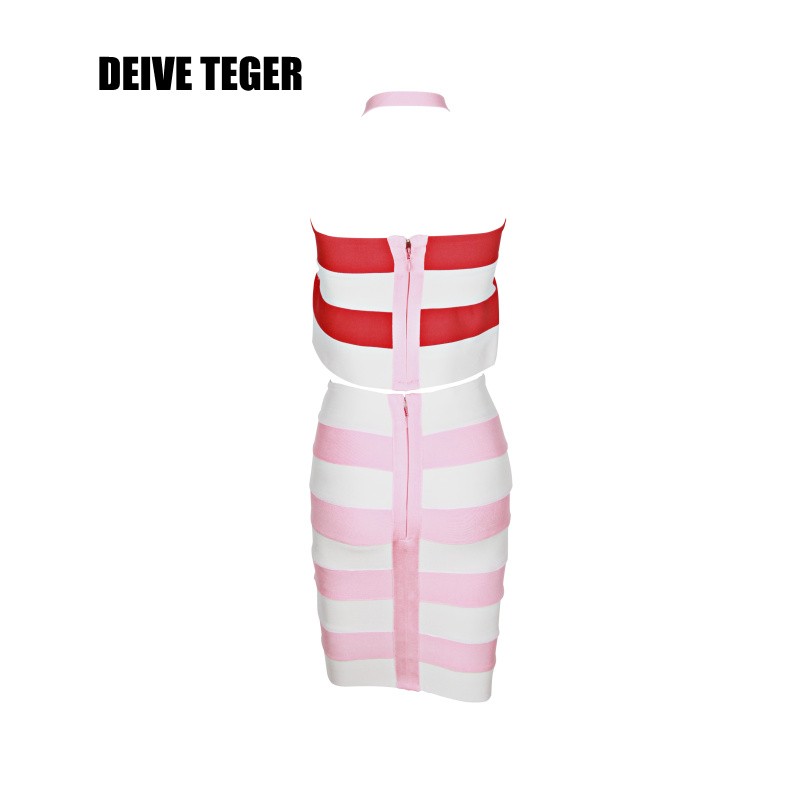 DEIVE-TEGER-Hot-Sale-New-Arrival-Two-Piece-Set-Sleeveless-Striped-Bandage-Colorful-Causal-Vestidos-D-32455759964