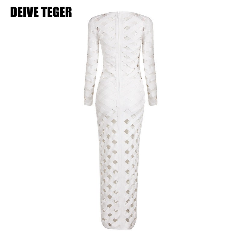 DEIVE-TEGER-Sexy--Newest-Hot-Miranda-Kerr-Long-Sleeve-Plaid-Hollow-Out-Bandage-Vestidos-Women-Floor--32694782644