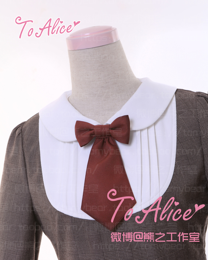 Detective-Cat-Women39s-Preppy-Style-Neck-Tie-Long-Sleeve-Lolita-Dress-Striped-Peter-Pan-Collar-Lace--32769852861