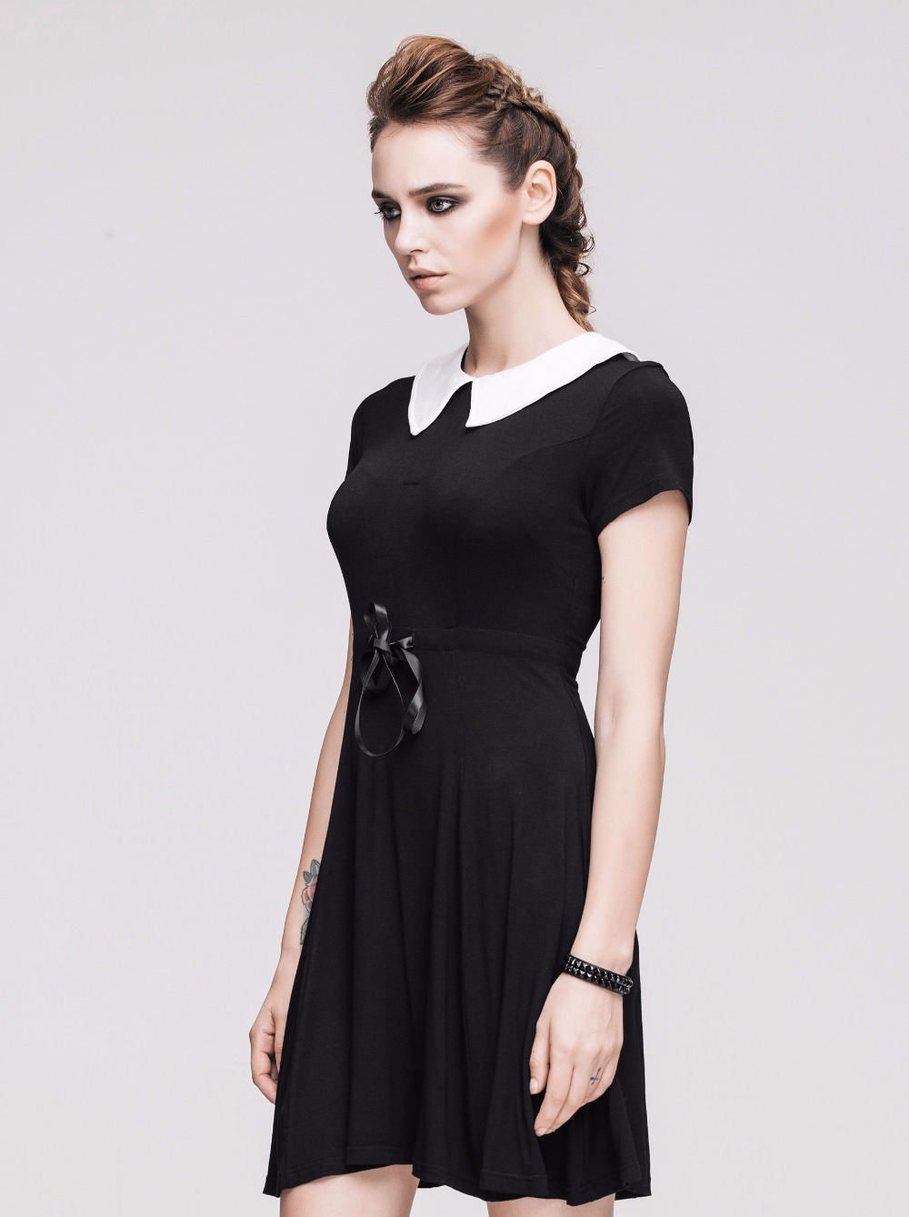 Devil-Fashion-Punk-Rock-Elegant-Simple-Black-Short-Sleeves-Girls-Dresses-Peter-Pan-Collar-Excellent--32773852670