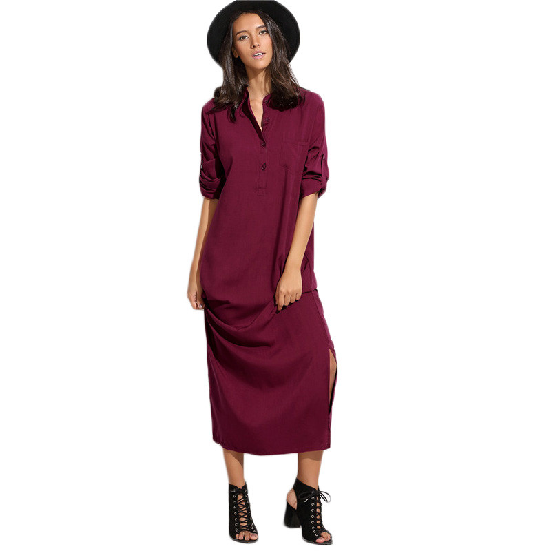 Dotfashion-Plain-Split-Side-Shirt-Dress-Ladies-Autumn-Maxi-Dresses-Plain-Long-Sleeve-Stand-Collar-Bu-32707197309