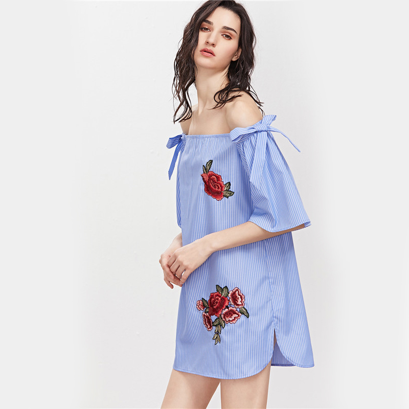 Dotfashion-Women-Summer-Straight-Short-Dress-Beach-Wear-Blue-Striped-Off-The-Shoulder-Bow-Detail-Emb-32794223288