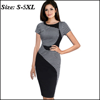 Elegant-Charming-Knee-Length-Cap-Sleeve-Women39s-Sexy-V-Neck-Bodycon-Club-Wear-Wrap-Pencil-Dress-Cas-1477475490