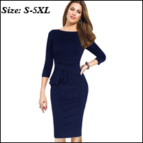 Elegant-Charming-Knee-Length-Cap-Sleeve-Women39s-Sexy-V-Neck-Bodycon-Club-Wear-Wrap-Pencil-Dress-Cas-1477475490