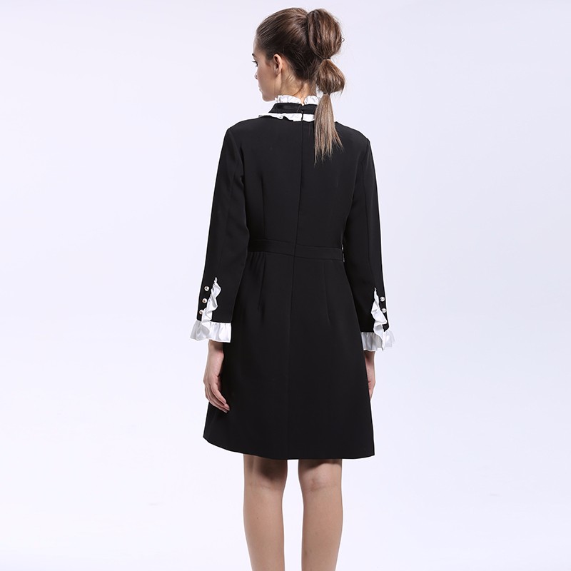 Elegant-Dress-2016-Summer-New-Fashion-Good-Ruffled-Collar-Butterfly-Sleeve-Knee-Length-Black--White--32692772109