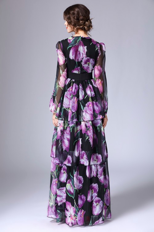 Elegant-Dress-2017-Fashion-Daily-Slim-Full-Sleeve-Long-Purple-Tulip-Flowers-Print--Beautiful-Women39-32744945905