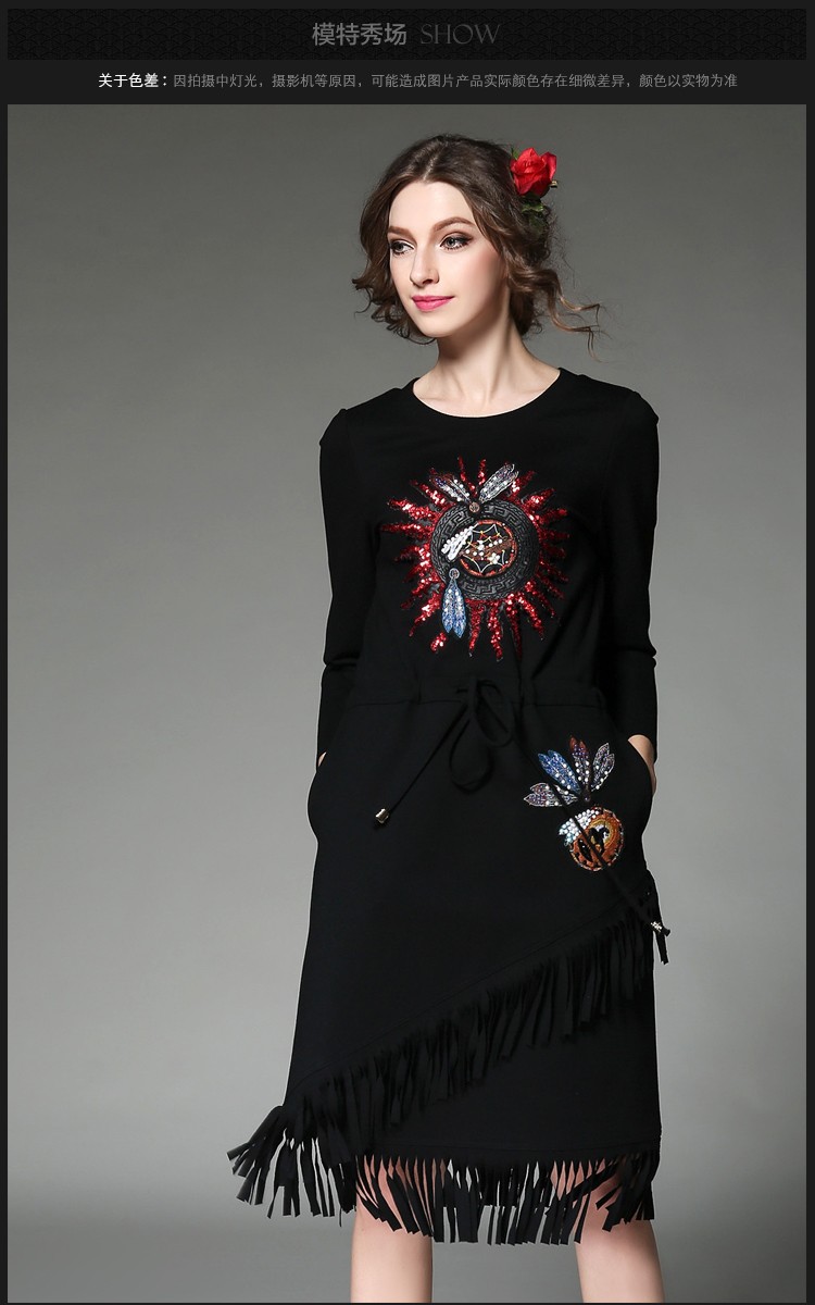 Embroidery-Long-Winter-Dress-Embellished-Fringe-Drawstring-Waist-Long-Sleeve-Sweatshirt-Dresses-Blac-32628270811