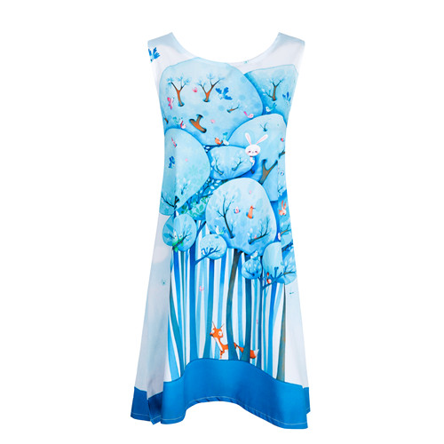 European-Design-Ladies-Chiffon-Kawaii-Blue-Forest-Print-Above-Knee-Casual-Club-Dresses-For-Women-Ves-32706357706