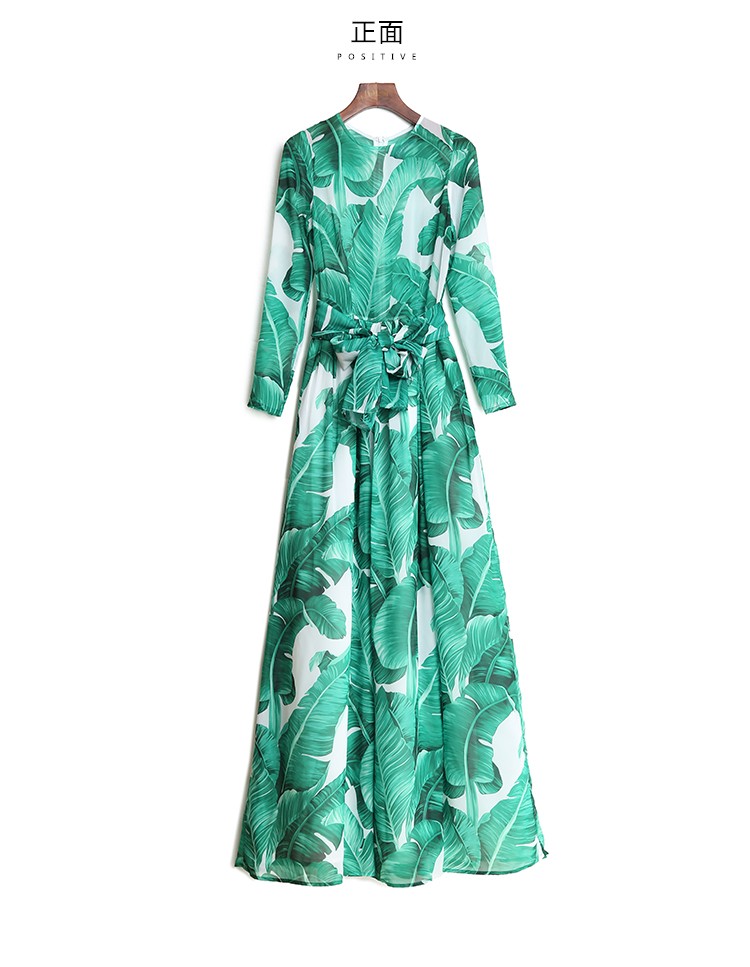 Fashion-2016-Runway-Maxi-Dress-Autumn-New-Women39s-High-Quality-Long-Sleeve-Print-Banana-leaf-Gerrn--32702456857