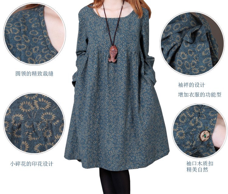 Fashion-Spring-And-Autumn-Women-Cotton-Dress-Plus-Size-Long-Sleeve-Loose-Casual-O-neck-Knee-Length-O-1203065683