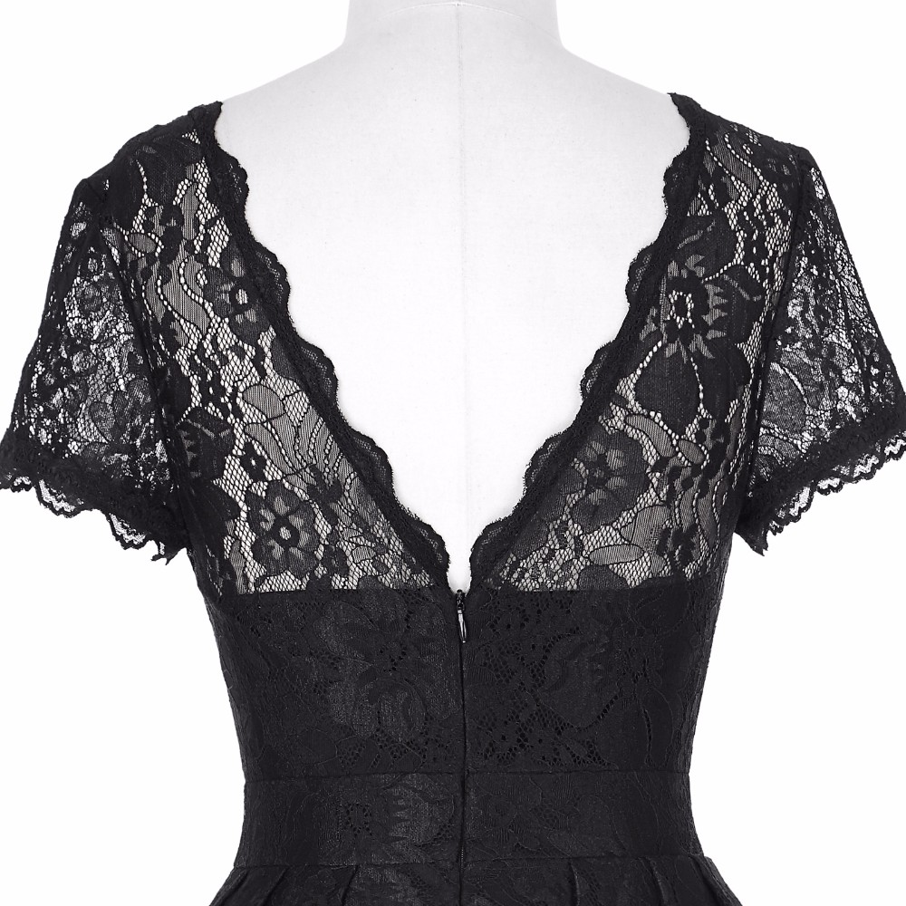 Fashion-Summer-Dress-Women-Rockabilly-Vestidos-Crew-Neck-Real-Picture-Elegant-Black-Lace-Dress-for-L-32757486030