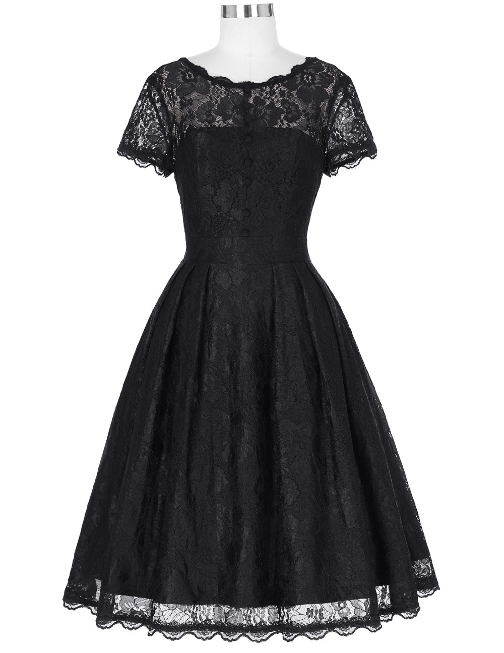 Fashion-Summer-Dress-Women-Rockabilly-Vestidos-Crew-Neck-Real-Picture-Elegant-Black-Lace-Dress-for-L-32757486030