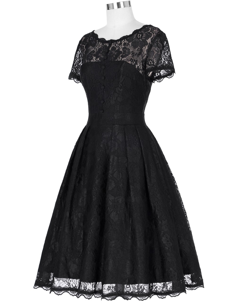 Fashion-Summer-Dress-Women-Rockabilly-Vestidos-Crew-Neck-Real-Picture-Elegant-Black-Lace-Dress-for-L-32757486030