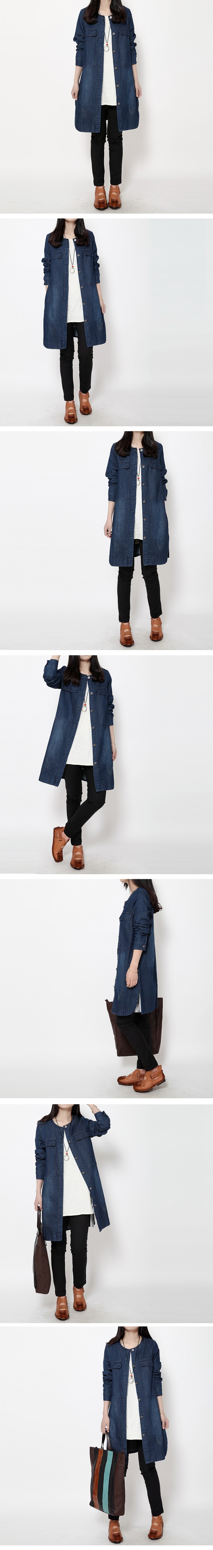 Fashion-Woman-Vintage-Slim-Long-Denim-Trench-Coats-Jeans-Single-Breasted--With-Pocket-jean-Windbreak-32574540138