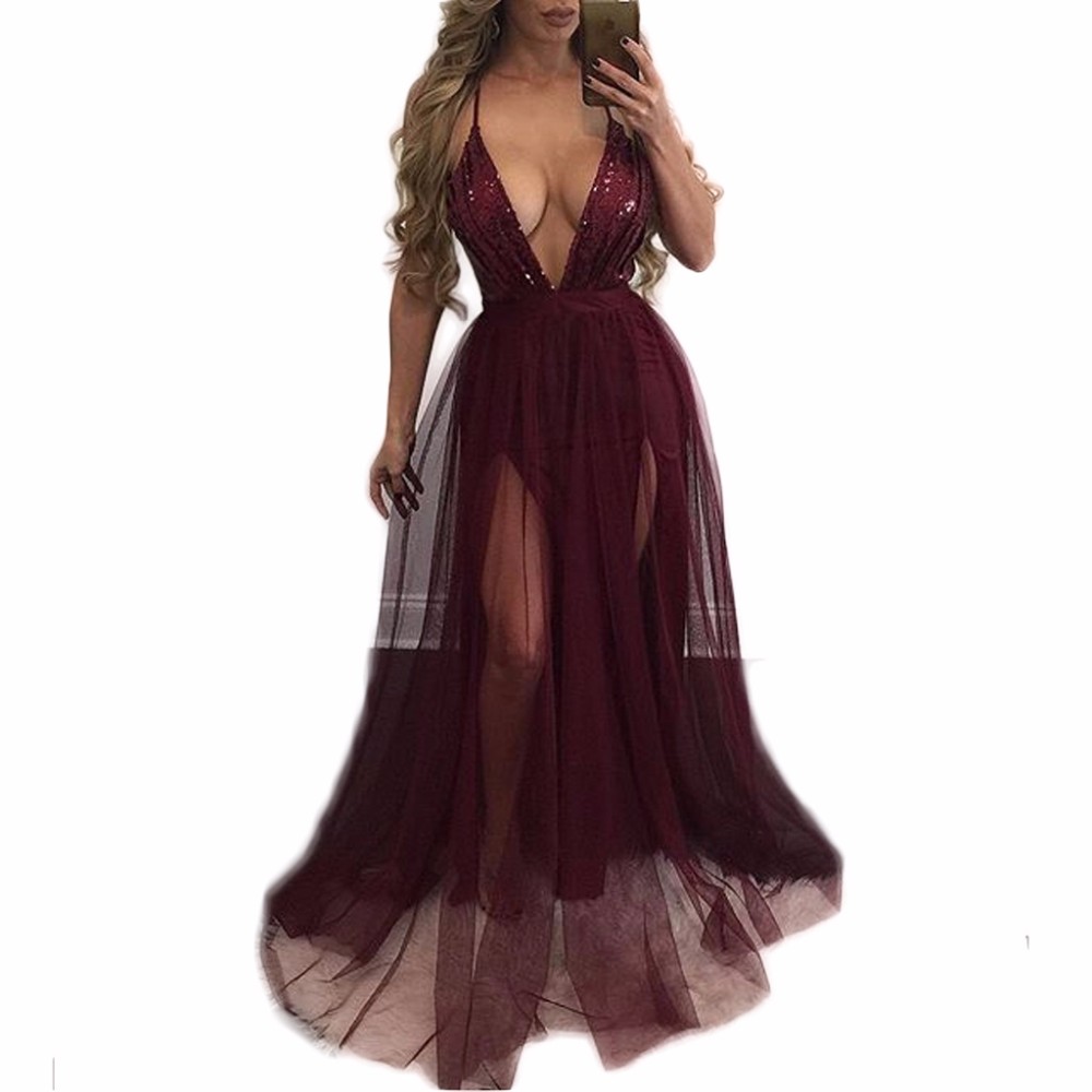 Fashion-women-dress-2016-new-autumn-Red-wine-sleeveless-deep-v-backless-mesh-Stitching-sequins-sexy--32782362760