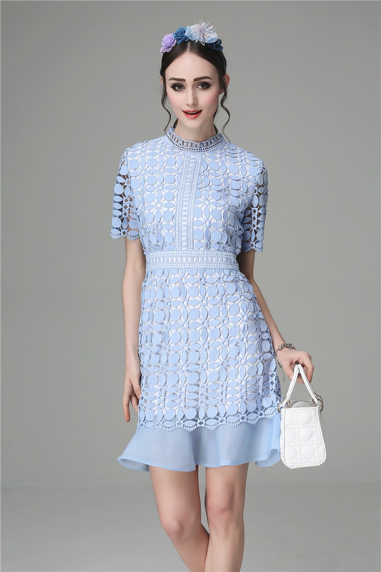 For-Love-Lemons-Summer-Dress-Womens-Blue-White-Mini-Lace-Dresses-32674100063