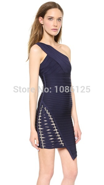 Free-Shipping-Runway-Style-New-Elegent-One-Shoulder-HL-Party-Bandage-Dress-1952230924