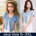 Free-shipping-2017-New-Fashion-Women-Round-Neck-Short-Denim-Jean-Jacket-Coat-Half-Sleeve-Button-S-M--1655402936
