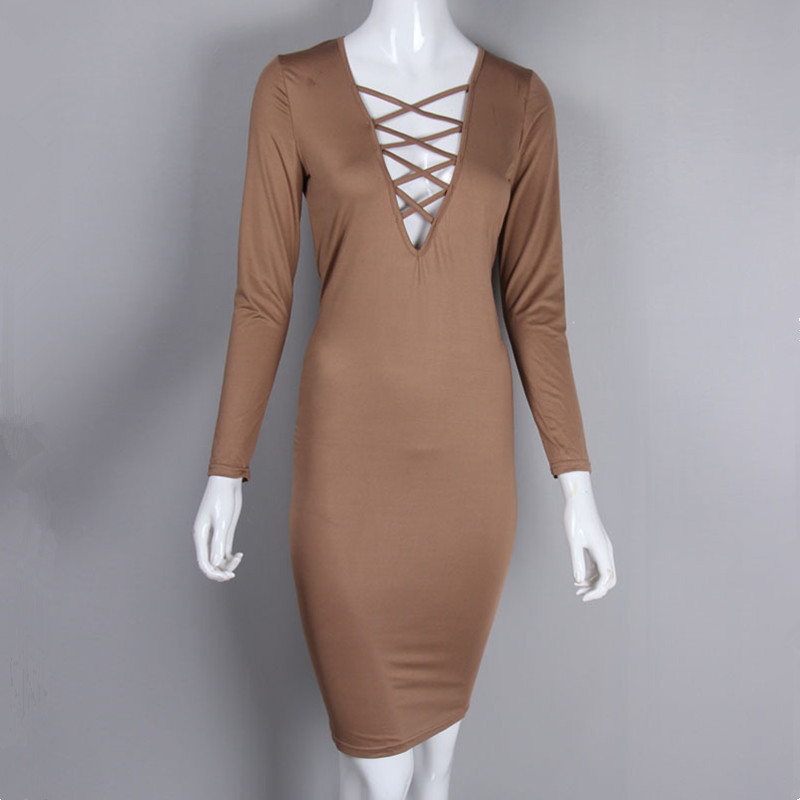 GD161-S-XXL-Women-Long-Sleeve-Autumn-Dress-Sexy-Tie-Up-Club-Dress-Lace-Up-Pencil-Midi-Bodycon-Vestid-32483371005