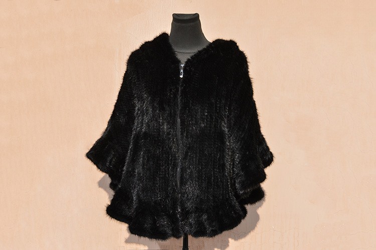 Genuine-Mink-Knit-Jacket-Women39s-Cloak-Flounced-V-Neck-Hooded-Jacket-Fur-Coat-Fur-Free-Shipping-32749401556