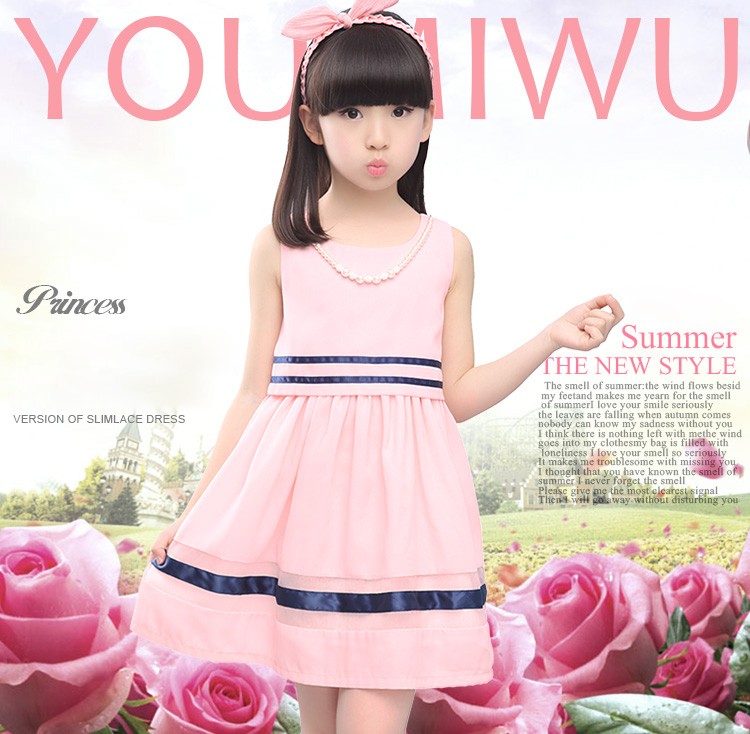 Girls-summer-dress-2016-new-children39s-clothing-summer-style-kids-pink-chiffon-dresses-big-girl-thi-32673731566